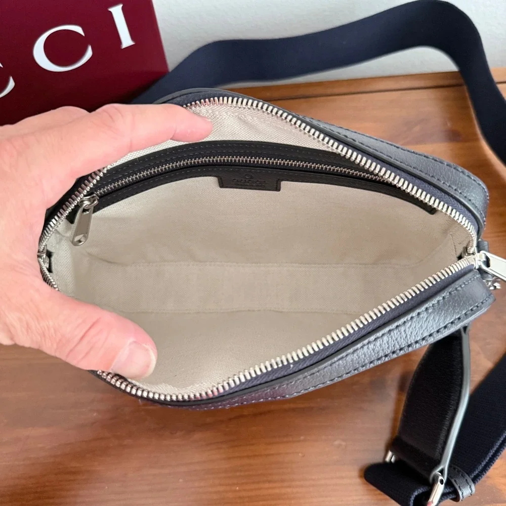 Gucci‎ Ophidia GG Supreme Messenger Bag Navy Blue Black Canvas 598103